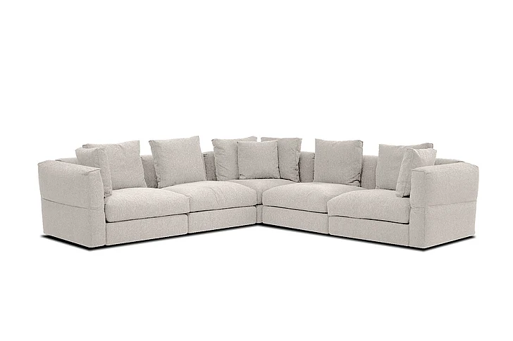 Mobital Flex 5-Piece Sectional Ivory Fabric with Adjustable Armrest SEC-FLEX-IVOR-5PCS