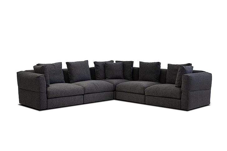 Mobital Flex 5-Piece Sectional Peppercorn Chenille Fabric with Adjustable Armrest SEC-FLEX-PEPP-5PCS