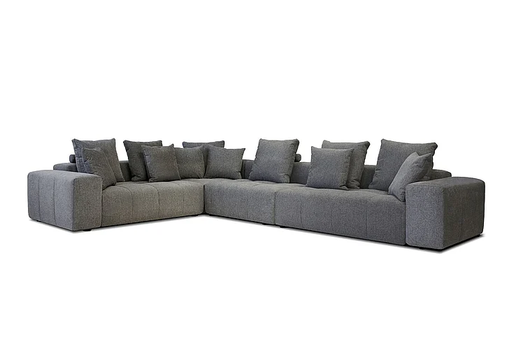 Mobital Mallow 4-Piece Sectional Smoke Grey Chenille Fabric (Corner, RAF, LAF, 1 Armless) SEC-MALL-SMOK-4-Piece