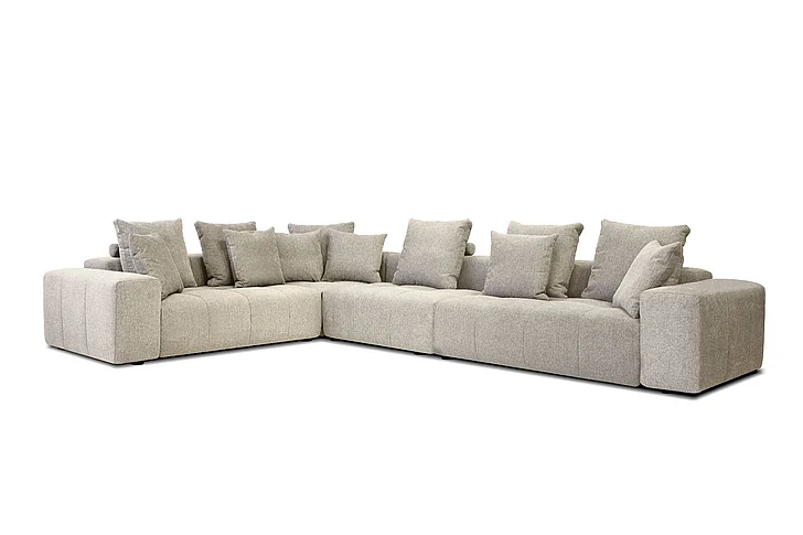 Mobital Mallow 4-Piece Sectional Stone Wheat Tweed Fabric (Corner, RAF, LAF, 1 Armless) SEC-MALL-STON-4-Piece
