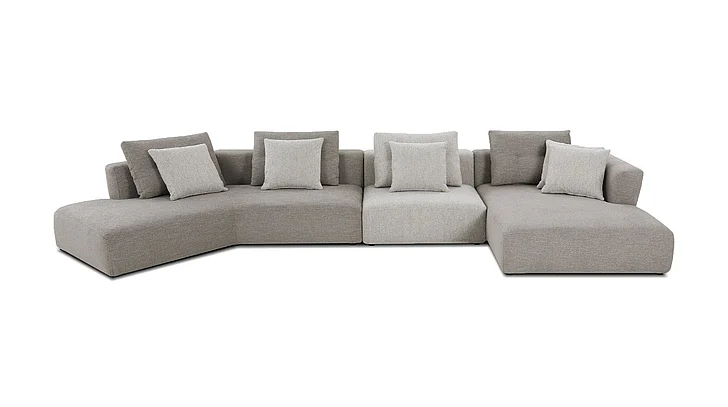 Mobital Como 3-Piece RSF Chaise Sectional Birch Beige Base/ Bone Rib Weave Cushion Fabric SER-COMO-BIBE-3PCS