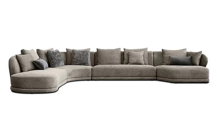 Mobital Voltaire RSF Chaise Sectional Brindle Brown with Pillows - 4 Piece SER-VOLT-BBRO-4-Piece