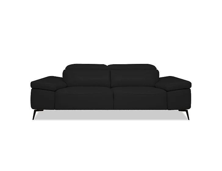 Mobital Camello Sofa Black Full Top Grain Semi-Analine Leather with Adjustable Headrest SOF-CAME-BLAC-PCBL2