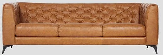 Mobital Dalton Sofa Vintage Whiskey Leather Black Powder Coated Legs SOF-DALT-WHIS-PCBLA