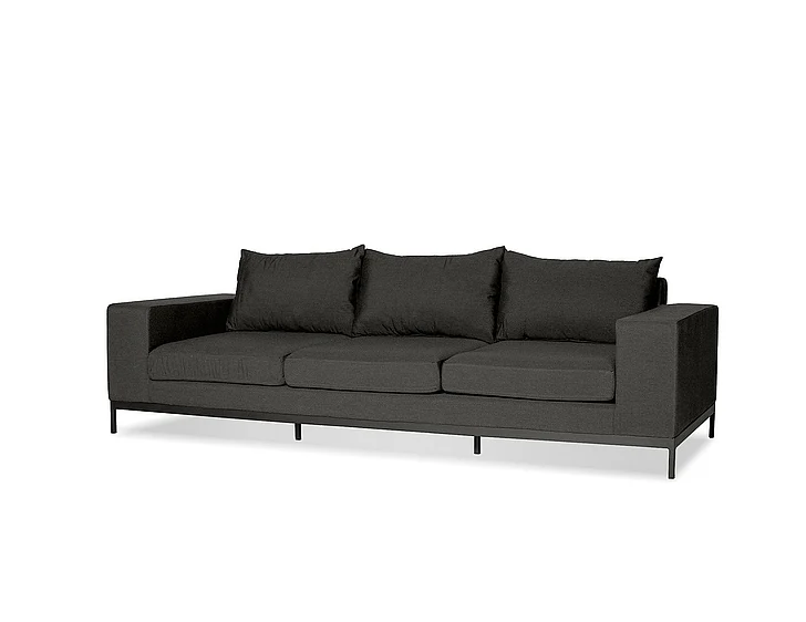 Mobital Jericho Sofa Charcoal Sunbrella Fabric Black Aluminum Frame SOF-JERI-CHAR-
