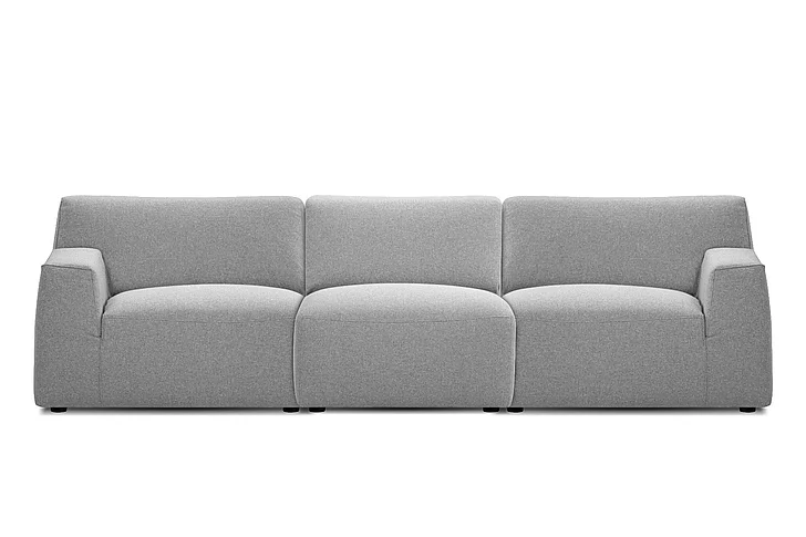 Mobital Scoop Sofa 3-Seater Heather Grey Fabric Slip Cover SOF-SCOO-HEAT-