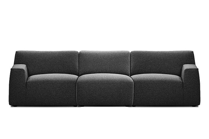 Mobital Scoop Sofa 3-Seater Peppercorn Tweed Fabric Slip Cover SOF-SCOO-PEPP-