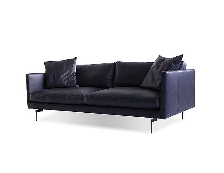 Mobital Tux Sofa Black Analine Leather SOF-TUX9-BLLE-PCBLA