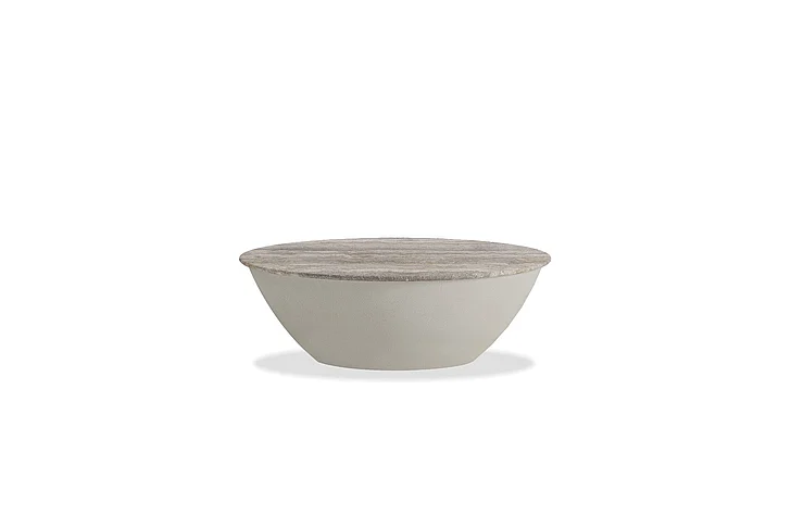 Mobital Eave Large Coffee Table Light Travertine Marble Top Leche Micro Cement Base WCO-EAVE-TRAV-LARGE