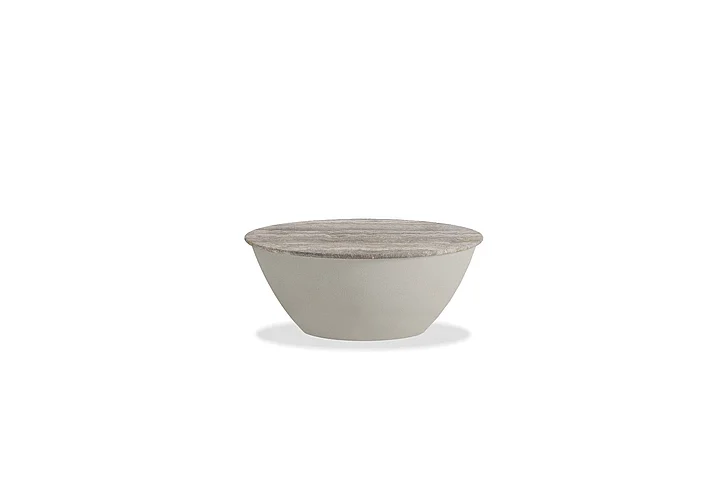 Mobital Eave Small Coffee Table Light Travertine Marble Top Leche Micro Cement Base WCO-EAVE-TRAV-SMALL