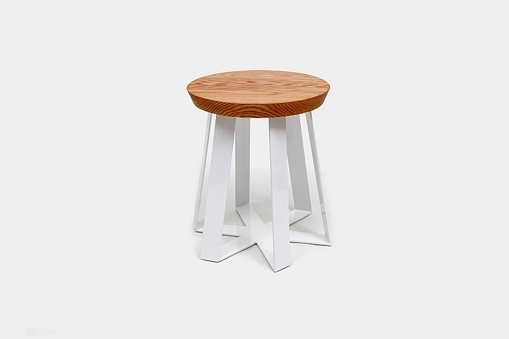 Artless Furniture ARS Steel Base with Oak Top Stool (Set of 2) in White