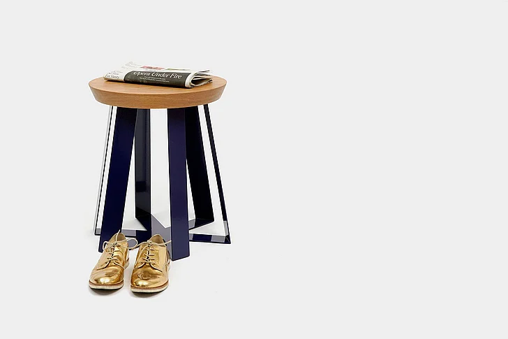 Artless Furniture ARS Steel Base with Oak Top Stool (Set of 2) in Purple