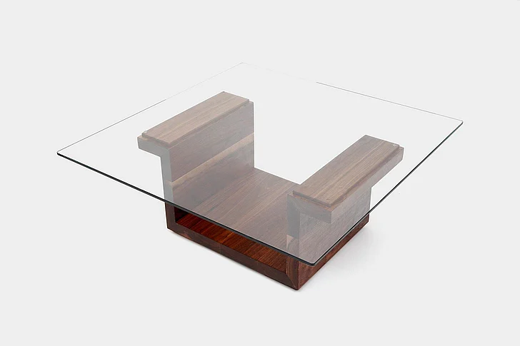 Artless Furniture SQG38 Walnut Square Glass Top Center Table
