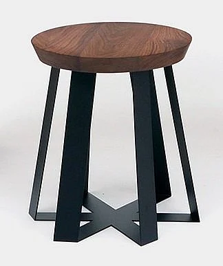 Artless Furniture ARS Steel Base with Walnut Top Stool (Set of 2) in Black