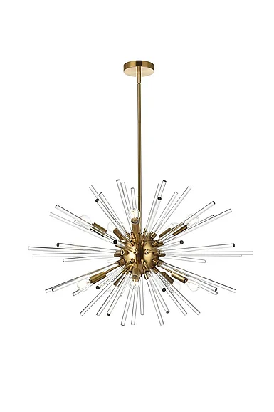 Elegant Sienna 32 In. Crystal Rod Pendant in Gold 2502D32SG