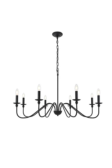 Elegant Rohan 8 Light Matte Black Pendant LD5006D42MB