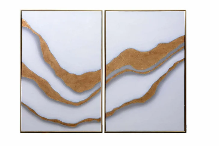 SUNPAN Gold Abyss (Set Of 2) - 40" X 60" - Gold Floater Frame A0190