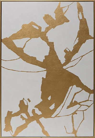 SUNPAN Fractured Fix - 40" X 60" - Gold Floater Frame A0199
