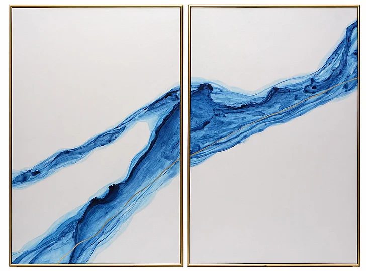SUNPAN Fluidity (Set Of 2) - 40" X 60" - Gold Floater Frame A0211 CLOSEOUT PROMO