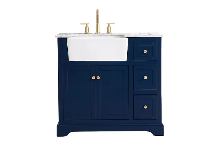 Elegant 36 In. Single Bathroom Vanity in Blue VF60236BL