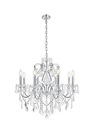 Elegant St. Francis 8 Light Chrome Chandelier Clear Royal Cut Crystal V2015D26C/RC