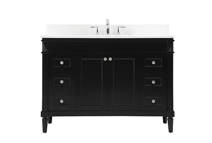 Elegant 48 In. Single Bathroom Vanity in Black with Backsplash VF31848BK-BS