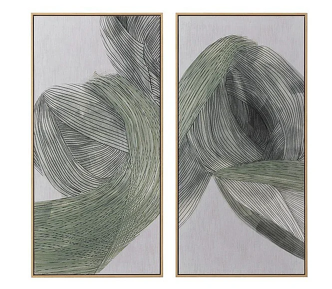 SUNPAN Bloom And Flow (Set Of 2) - 30" X 60" - Natural Floater Frame A0434