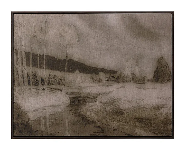 SUNPAN Antique Landscape - 50" X 35" - Brown Floater Frame A0437