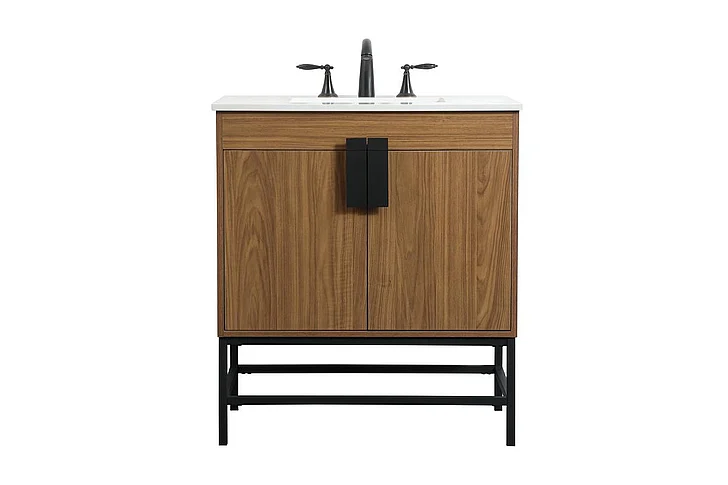 Elegant 30 In. Single Bathroom Vanity in Walnut Brown VF48830WB CLOSEOUT