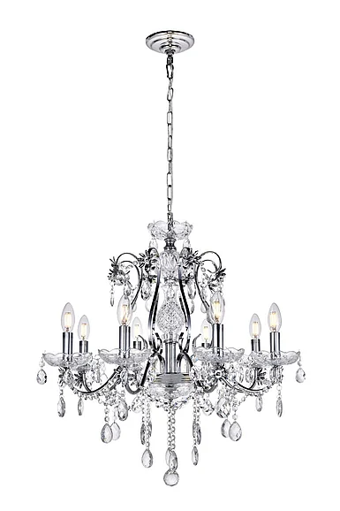 Elegant Voltaire Collection Chandelier D26 H25 LT:8 Chrome Finish LD4005D26C CLOSEOUT