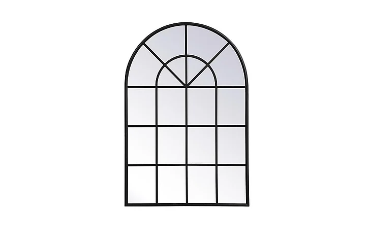 Elegant Metal Windowpane Mirror 32 In. x 47 In. in Black MR613248BK