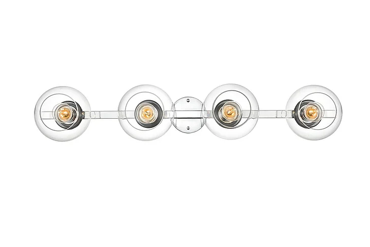 Elegant Rogelio 4 Light Chrome and Clear Bath Sconce LD7320W37CH CLOSEOUT