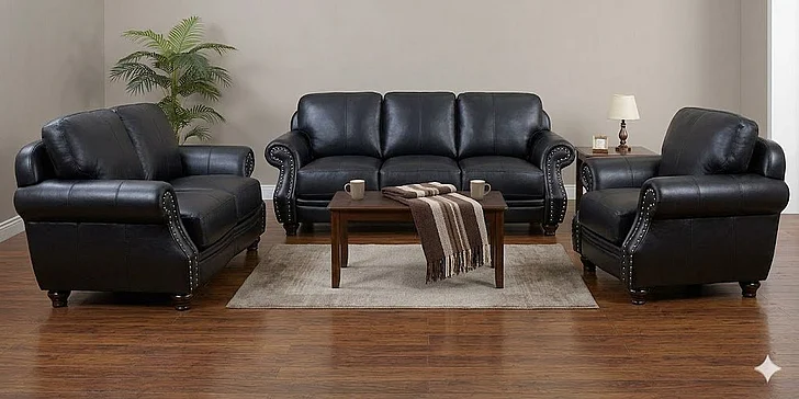 Sunset Trading Cavalier 2pc Living Room Set in Black