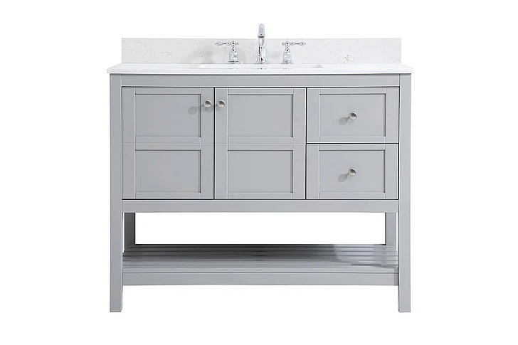 Elegant 42 In. Single Bathroom Vanity in Gray with Backsplash VF16442GR-BS