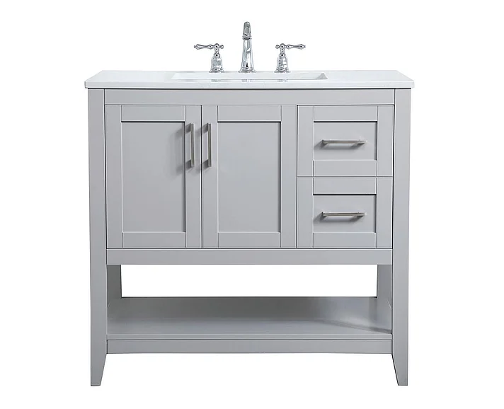 Elegant 36 In. Single Bathroom Vanity in Grey VF16036GR