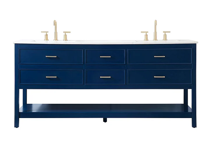 Elegant 72 In. Double Bathroom Vanity in Blue VF19072DBL