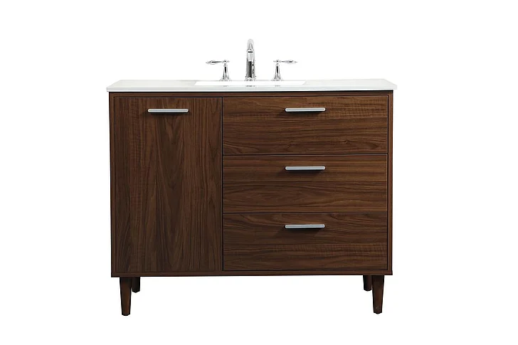 Elegant 42 In. Bathroom Vanity in Walnut VF47042MWT
