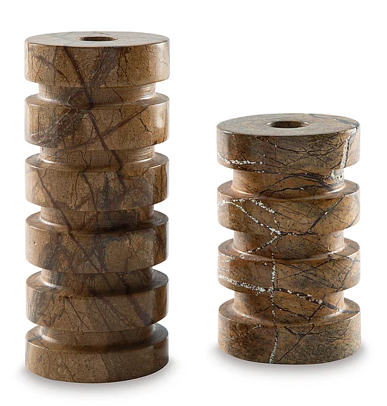 Emsleyfield Candle Holder Set (Set of 2) in Tan A2000735 FedEx/UPS