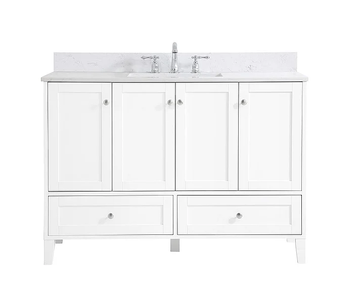Elegant 48 In. Single Bathroom Vanity in White with Backsplash VF18048WH-BS