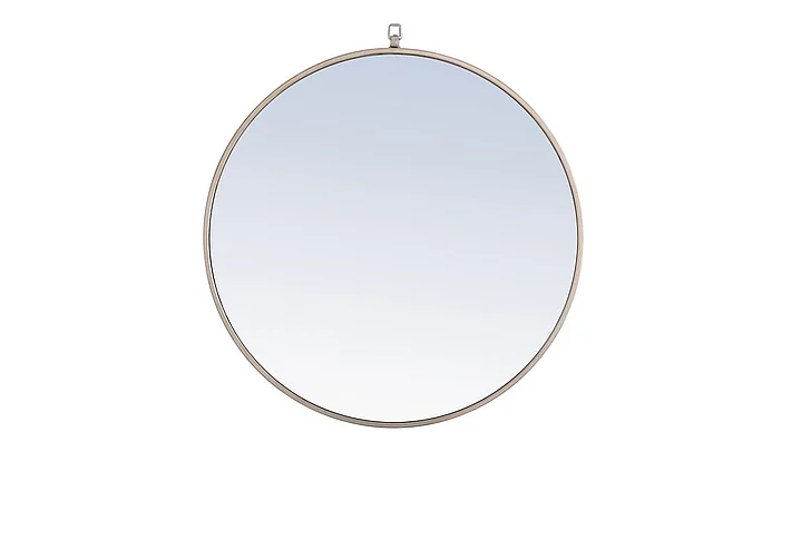 Elegant Metal Frame Round Mirror with Decorative Hook 28 In. Silver Finish MR4056S