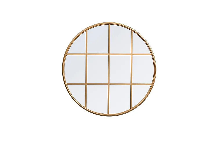 Elegant Metal Windowpane Mirror 32 In. x 32 In. in Brass MR633232BR