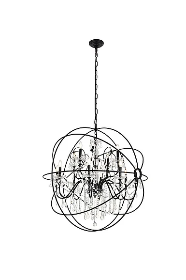 Elegant Cordelia 12 Light Black Crystal Pendant LD8801D43BK CLOSEOUT