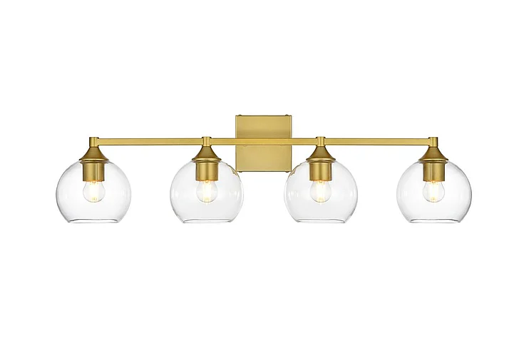 Elegant Foster 4 Light Brass and Clear Bath Sconce LD7308W33BRA