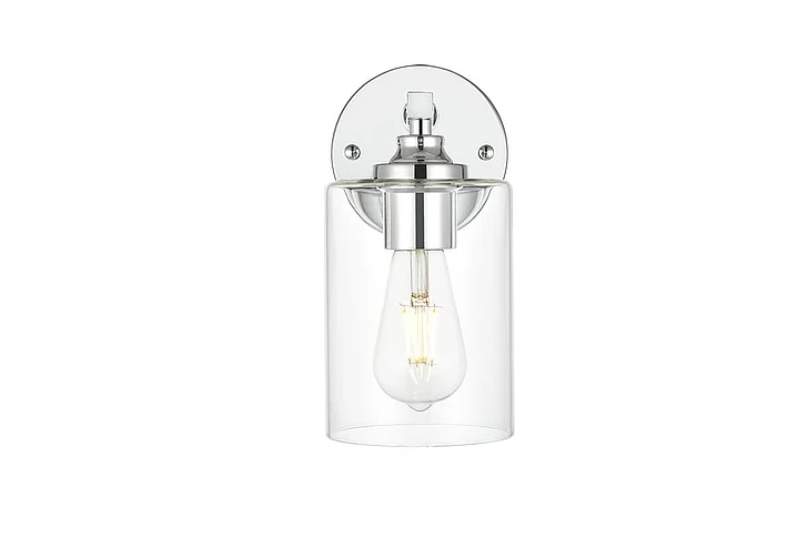 Elegant Mayson 1 Light Chrome and Clear Bath Sconce LD7315W5CH