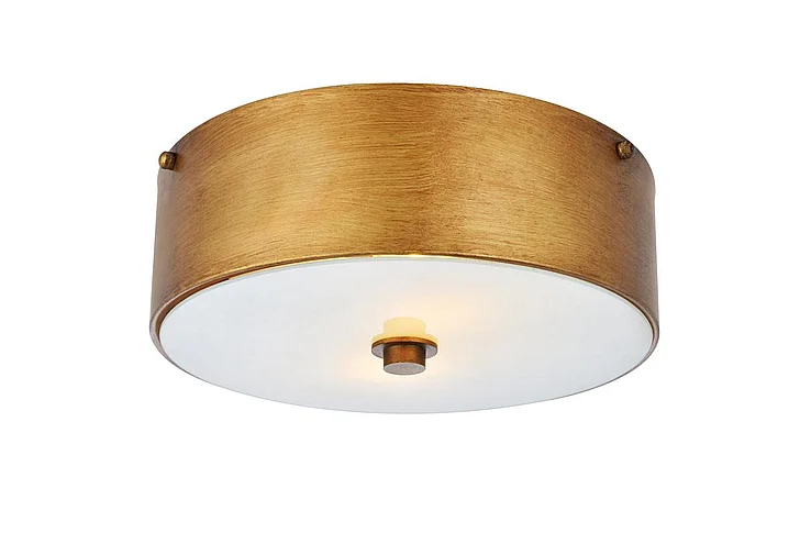 Elegant Hazen 2 Light 12 In. Vintage Gold Flush Mount LD6022