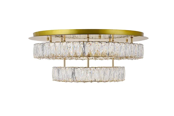 Elegant Monroe Led Light Gold Flush Mount Clear Royal Cut Crystal 3503F26L2G