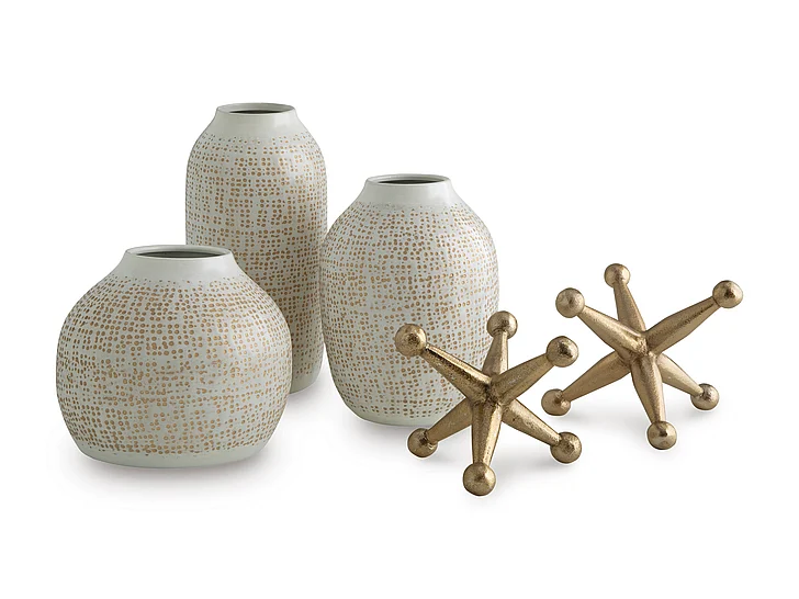 Vinburn Accessory Set (Set of 5) in White/Gold Finish A2C00213 FedEx/UPS
