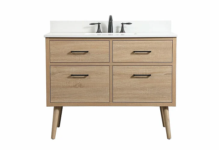 Elegant 42 In. Single Bathroom Vanity in Mango Wood with Backsplash VF41042MW-BS CLOSEOUT