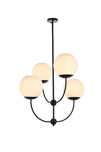 Elegant Lennon 31.5 In. Pendant in Black with White Shade LD653D30BK CLOSEOUT