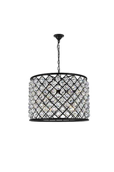 Elegant Madison 8 Light Matte Black Chandelier Clear Royal Cut Crystal 1206D27MB/RC